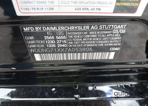 2007 Mercedes-Benz S 550 z USA, uszkodzony, nr VIN WDDNG71XX7A053806